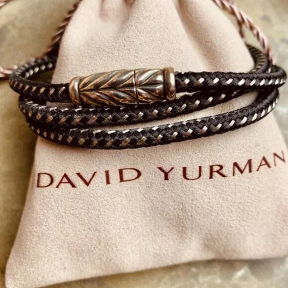 David Yurman Men's Woven Cord Wrap-around Bracelet (Thinner cord version) - Picture 1 of 3